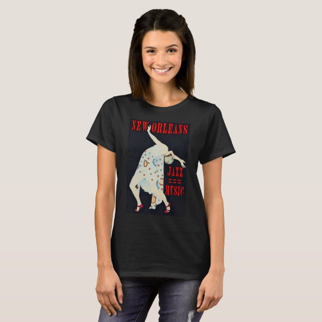 Jazz Music Dancer, New Orleans Tee Shirt (Hel framsida)