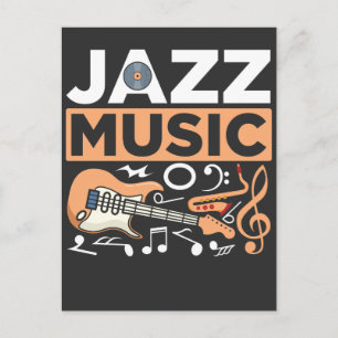 Jazz Music Guitarist Saxophonist Blues Musician Vykort