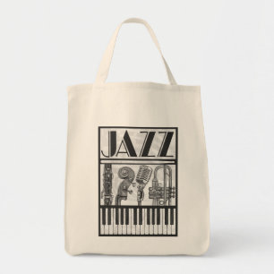 Jazz Music Instruments Canvas Tote Tygkasse