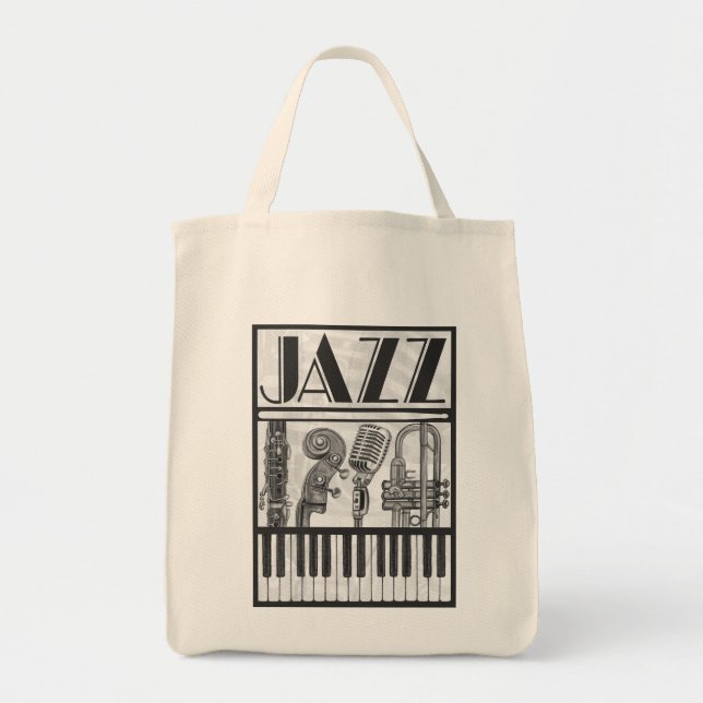 Jazz Music Instruments Canvas Tote Tygkasse (Framsidan)