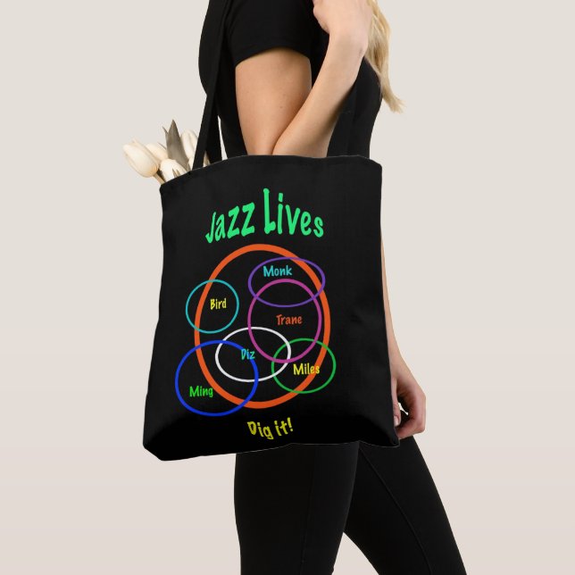 Jazz Music Lives Tote Bag Tygkasse (Närbild)