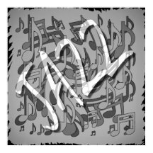 Jazz Music Mönster Dancing Swirling Notes BW