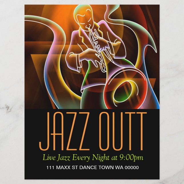 Jazz Music Musician Flyer-inbjudan Reklamblad (Framsidan)