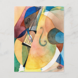 Jazz Music Painting "Bassline" Vykort