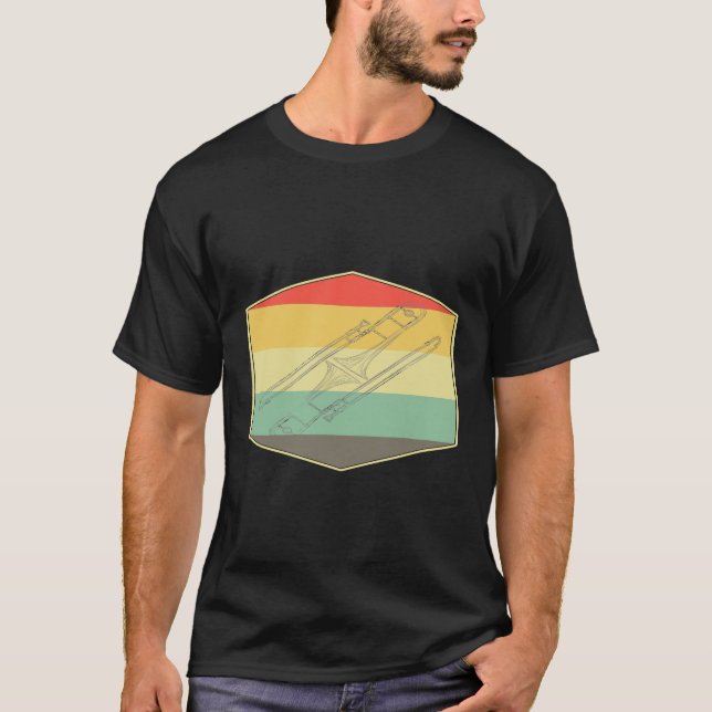 Jazz Music Retro Trombone T-Shirt (Framsida)