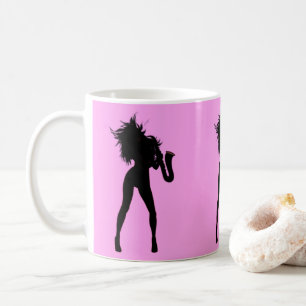 Jazz Music Saxo Girl Coffee Mugg Ditt Färg - Text