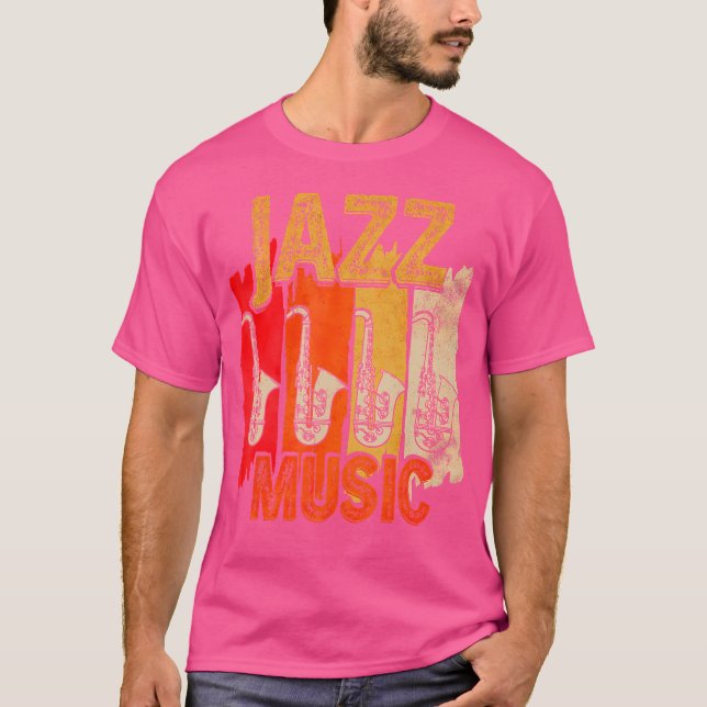 Jazz Music Saxophone T Shirt (Framsida)