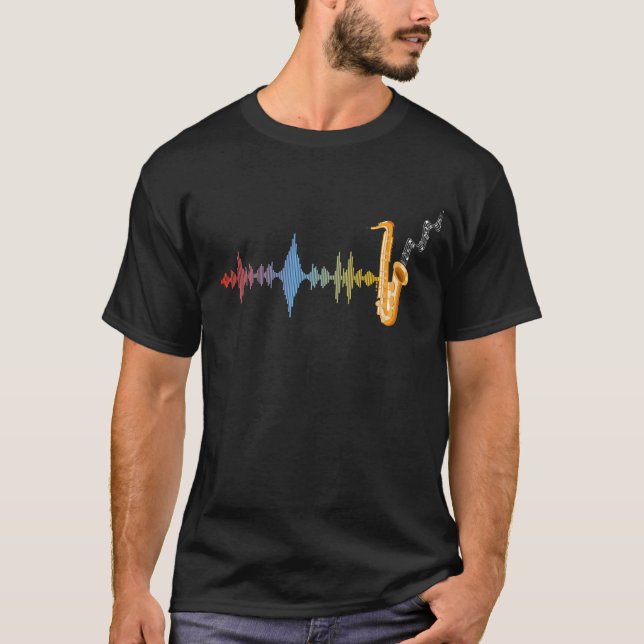 Jazz Music Saxophonist Soundwave Saxophone T Shirt (Framsida)