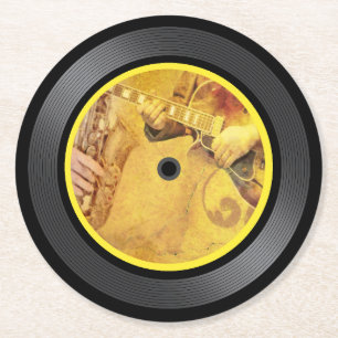 Jazz Music Vinyl Record Round Papper Underlägg Rund