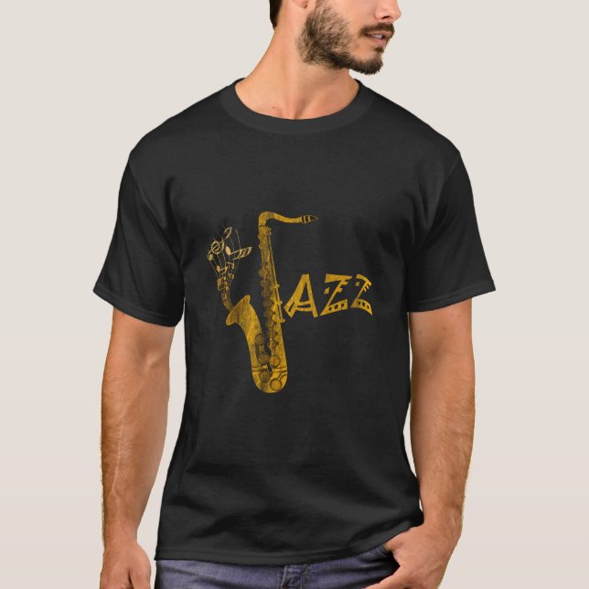 Jazz Musical Instrut Musician Saxophone T Shirt (Framsida)