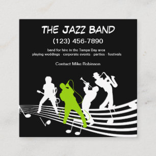 Jazz Musician Band for Hire Fyrkantigt Visitkort