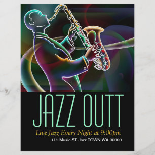 Jazz Musician Flyer-inbjudan Reklamblad