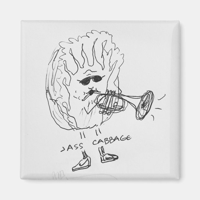 Jazz Musician Jazz Cabbage Fridge Magnet (Framsidan)