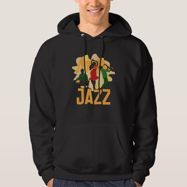 Jazz Musician Orchestra Saxophone Piano Trombone P Hoodie (Framsida)
