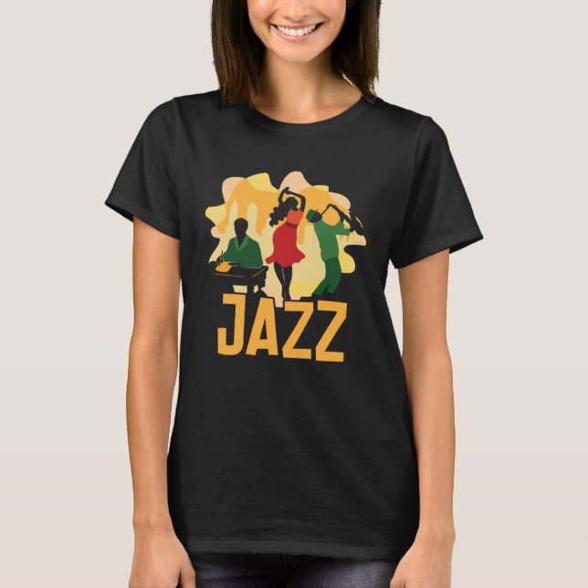 Jazz Musician Orchestra Saxophone Piano Trombone P T Shirt (Framsida)