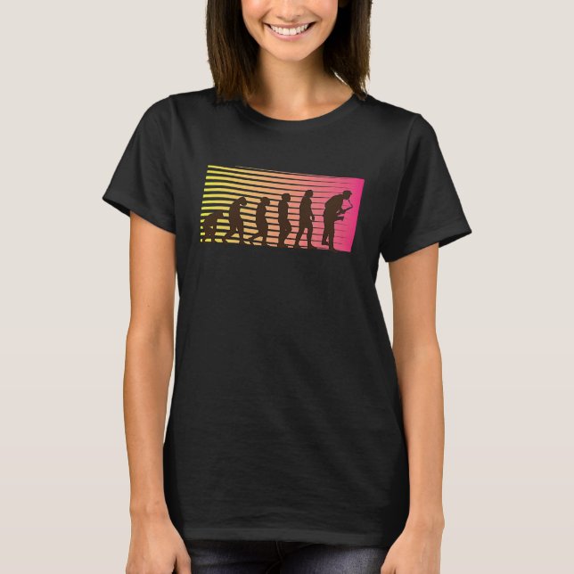 Jazz Musician  Retro Evolution I Cool Saxophone T Shirt (Framsida)