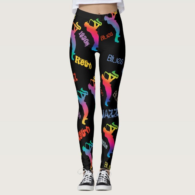 Jazz Musician Retro Music Blues Pop ART Paint Leggings (Framsida)
