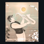 Jazz Musician Retro Music Blues Vintage ART Paint Poster<br><div class="desc">Jazz Musician Retro Music Blues Vintage Watercolor Illustration,  Jazz Music,  1930-1950-talet. Blues. Retro Sea Beach Landscape,  Sunset,  Watercolor-målning av konstnären Sofia Polonsky. Trendigets Vintage Design (Sofiartmedia) för vacker hemdekoration för Snyggt. Art & Wall Décor,  Poster och skriver ut</div>