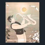Jazz Musician Retro Music Blues Vintage ART Paint Poster<br><div class="desc">Jazz Musician Retro Music Blues Vintage Watercolor Illustration,  Jazz Music,  1930-1950-talet. Blues. Retro Sea Beach Landscape,  Sunset,  Watercolor-målning av konstnären Sofia Polonsky. Trendigets Vintage Design (Sofiartmedia) för vacker hemdekoration för Snyggt. Art & Wall Décor,  Poster och skriver ut</div>