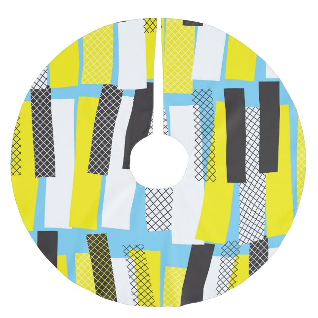 Jazz-musik, gultens blå geometriska mönster. julgransmatta borstad polyester (Framsidan)