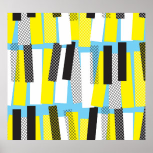 Jazz-musik, gultens blå geometriska mönster. poster