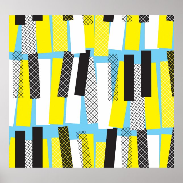 Jazz-musik, gultens blå geometriska mönster. poster (Framsidan)