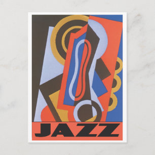 Jazz-musik med konsten deco mönster vykort