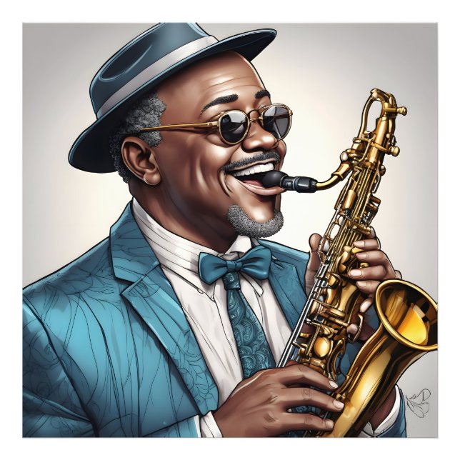 jazz musiker fototryck (Framsidan)