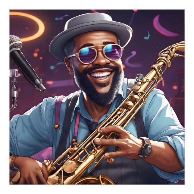 jazz musiker fototryck (Framsidan)