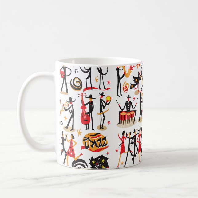 Jazz-musiker - Ikoner set . Isolerad på vit bas Kaffemugg (Vänster)