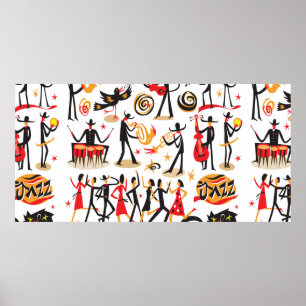 Jazz-musiker - Ikoner set . Isolerad på vit bas Poster