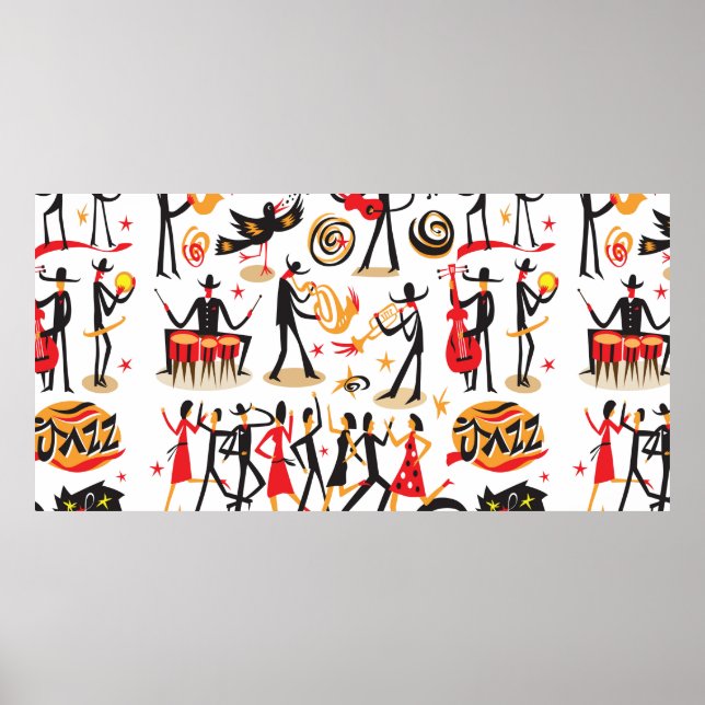 Jazz-musiker - Ikoner set . Isolerad på vit bas Poster (Framsidan)