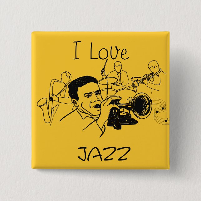 JAZZ-musiker med trumpet och musik noter Knapp (Framsida)