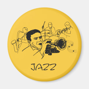 JAZZ-musiker med trumpet och musik noter Magnet