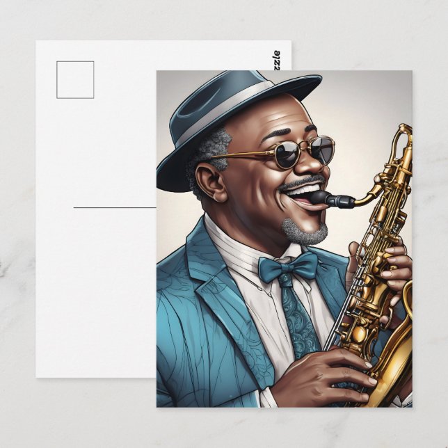 jazz musiker vykort (Fram/baksida)