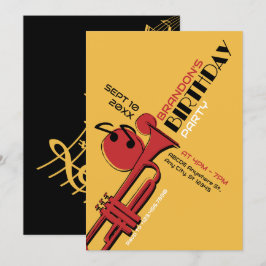 Jazz-musiktrumpet-födelsedag Inbjudningar