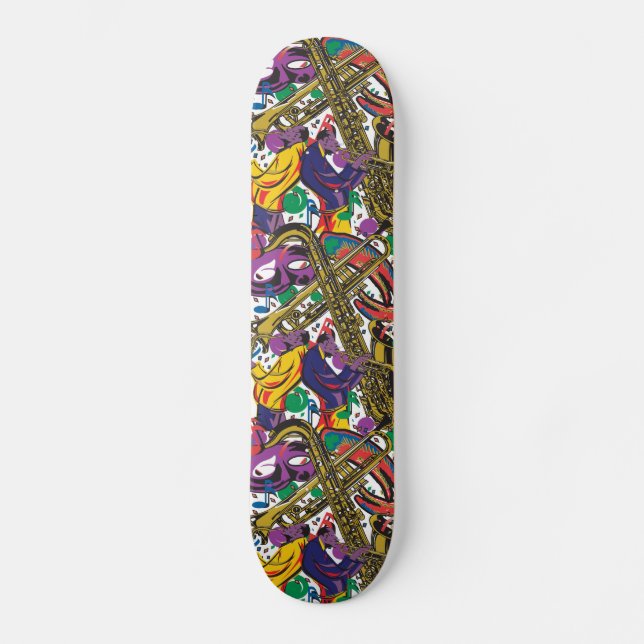Jazz - nya Orleasn Mardis Gras Old School Skateboard Bräda 18 Cm (Framsida)