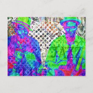 Jazz och Blues digital collage Vykort