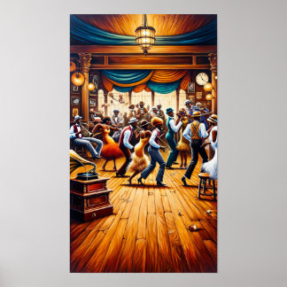 Jazz och Blues i Rörelse: African American Art Poster