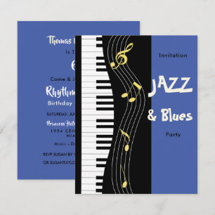 Jazz och Blues Thned Födelsedagsfest inbjudan
