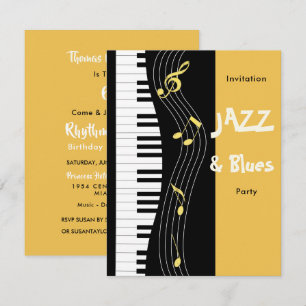 Jazz och Blues Thned Födelsedagsfest Inbjudningar