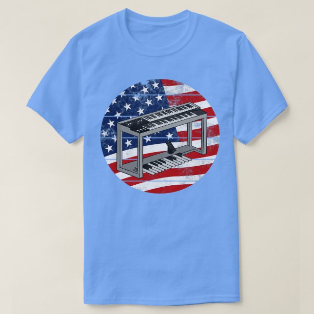 Jazz Organ USA flagga Organist Musician 4 juli T Shirt (Design framsida)