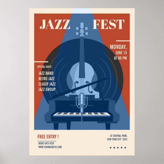 Jazz party-meddelande, återmusik poster (Framsidan)