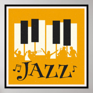 Jazz Piano Music Illustration Musik noter Poster