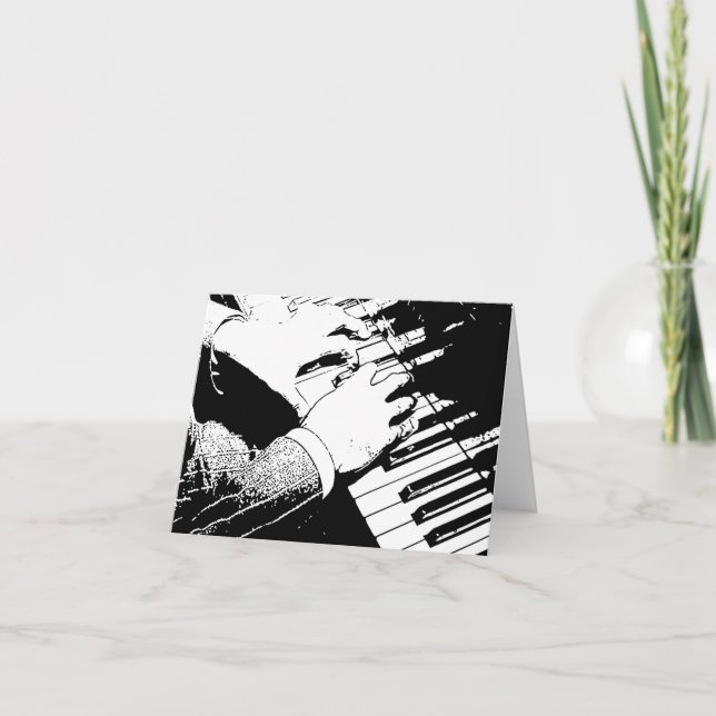 Jazz Piano Musician 4x5.6-mappat anteckningskort (Framsida)