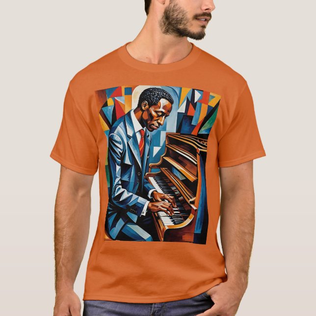 Jazz Piano Player Abstrakt Art Shirt T (Framsida)