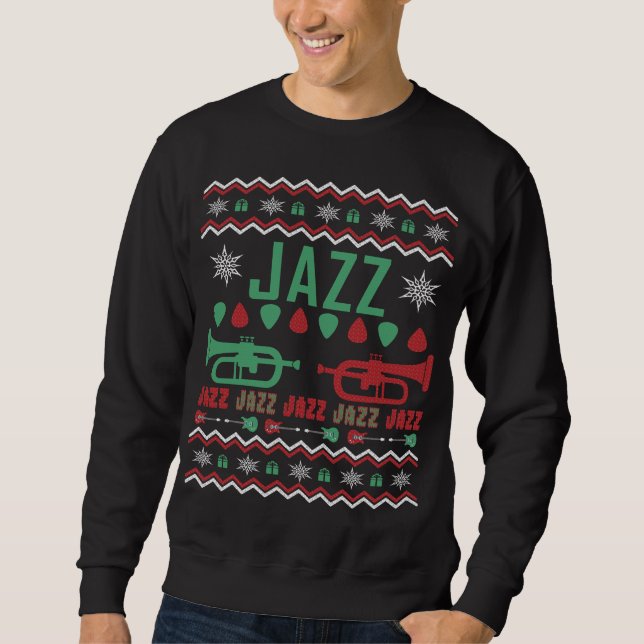 Jazz Player Ugly jul Sweater Långärmad Tröja (Framsida)