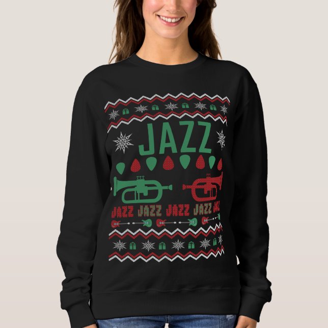 Jazz Player Ugly jul Sweater Tee Shirt (Framsida)