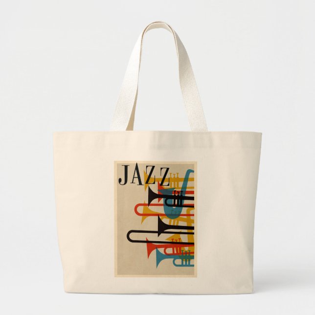 Jazz retro 1950-talet stil poster beatnik mitt årh jumbo tygkasse (Framsidan)
