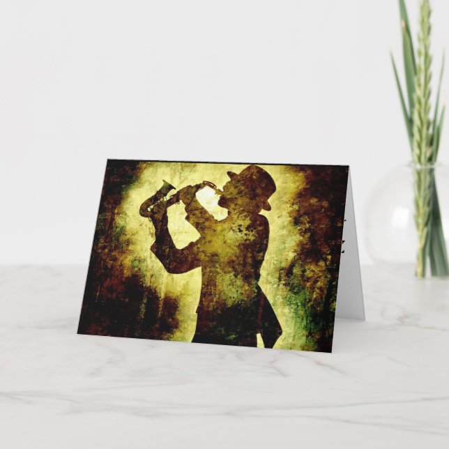 JAZZ SAX0MOBILA FÖDELSEDAGSKORT KORT (Framsida)